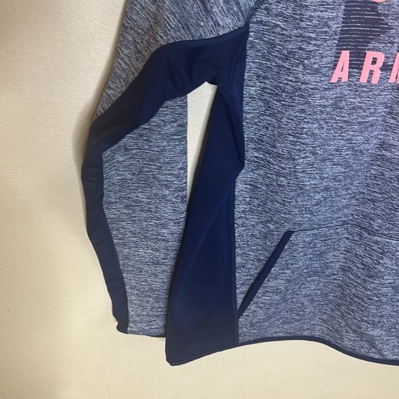 Under Armour Hooded Sweatshirt Womens Size Large Kangaroo Pocket Blue Pink - Picture 5 of 12